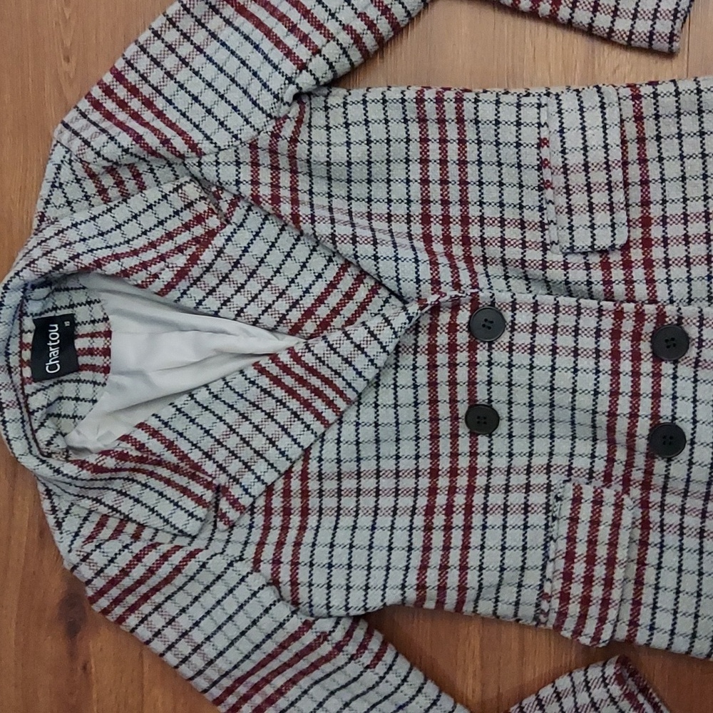 Plaid Lined Peacoat - Picture 2 of 9